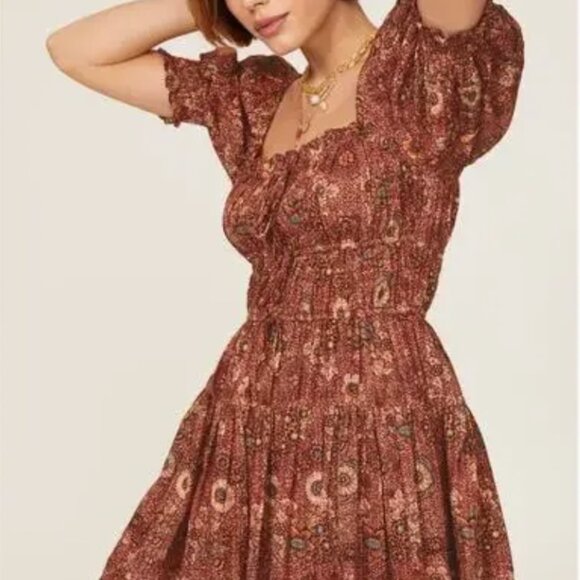 Ulla Johnson dress size 4 Juniper Puff Sleeve Mini Dress in Rosebud Crimson - Picture 3 of 8